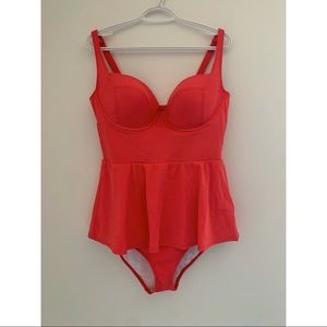 Coral one piece peplum bathing suit